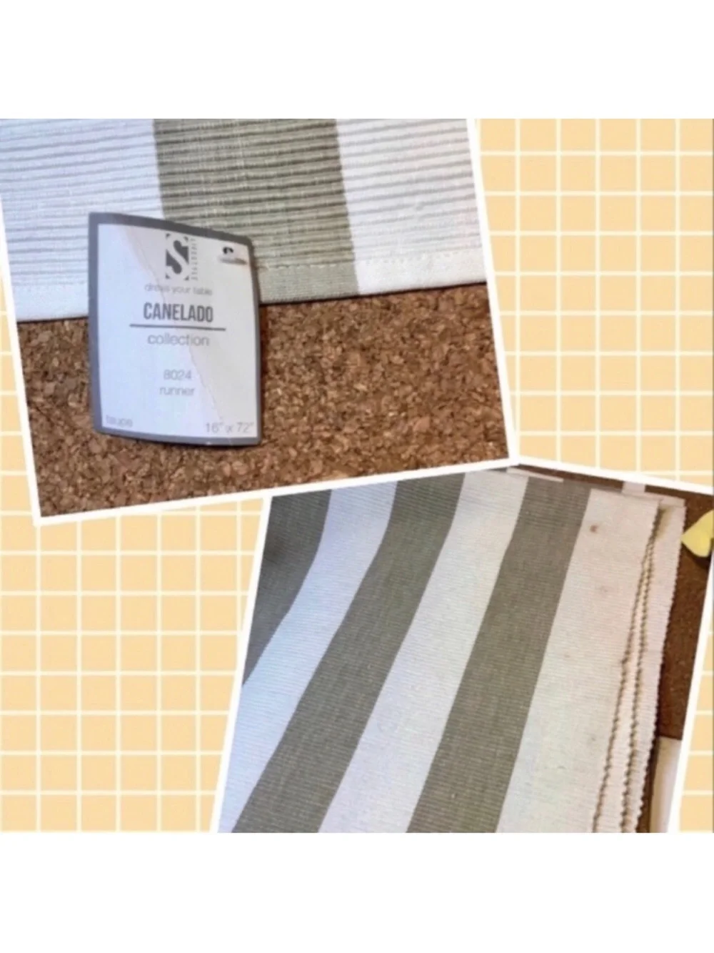 2 NWT 16 x 72 in. Rectangle Classic Stripe Design Ribbed Cotton Table Runners